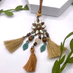 BRAND NEW BOHO Faux Suede Tassel Necklace